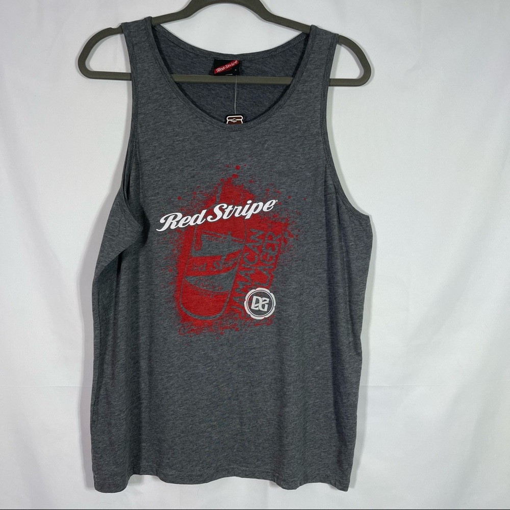 NWT, Red Stripe Graphic Tank Top. Size Large. Jamaican Lager